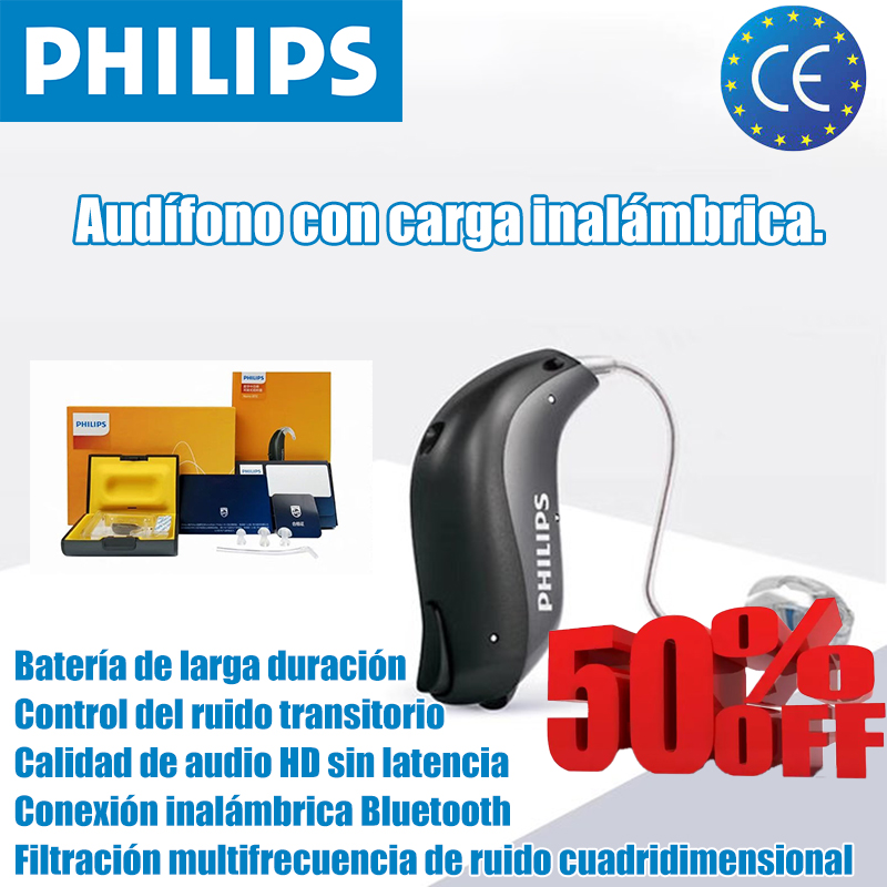 [Philips] Audífono inteligente Bluetooth XTM P10, con reducción de ruido 4 veces, 64 canales, reproducción de sonido real, para pérdida auditiva de leve a severa (audífono binaural).